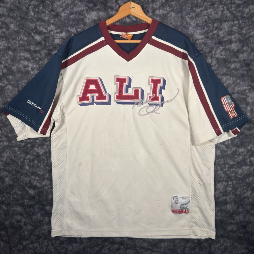 Vintage FUBU Platinum Muhammad Ali Jersey Mens 1X White Y2K Boxing Sportswear